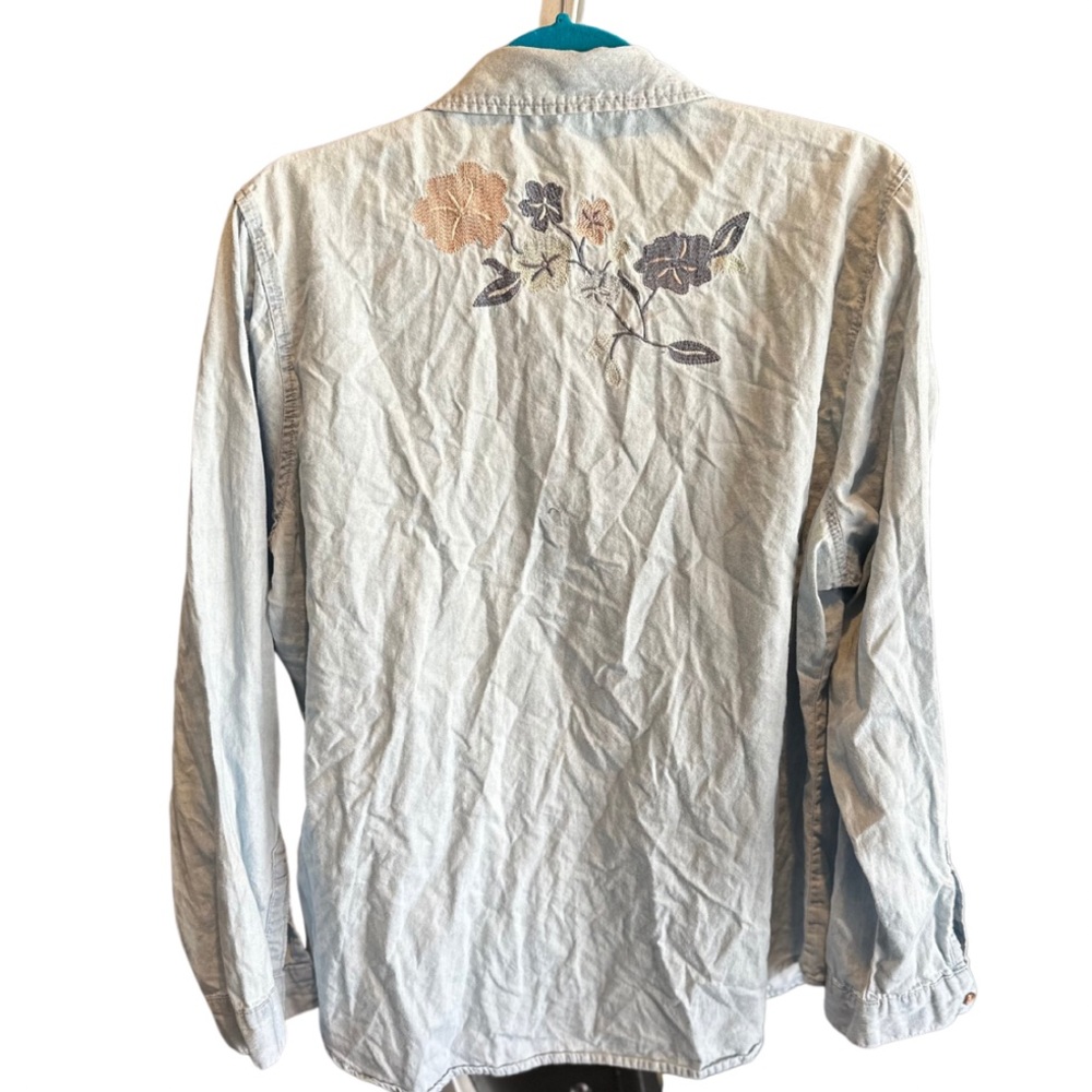 Denim Button Up Embroidered